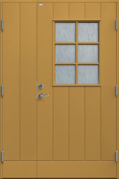 Ockragul ytterdörr Anna glas halvpar