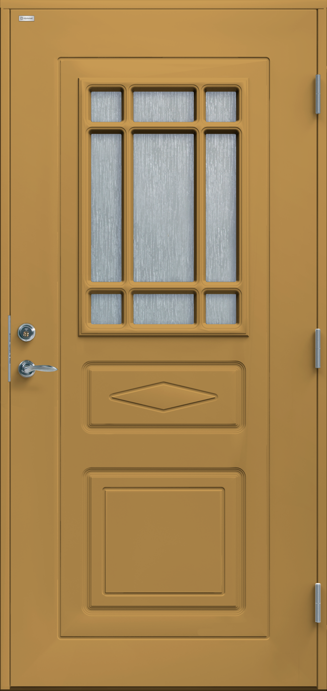 Ockragul ytterdörr Daisy Glas